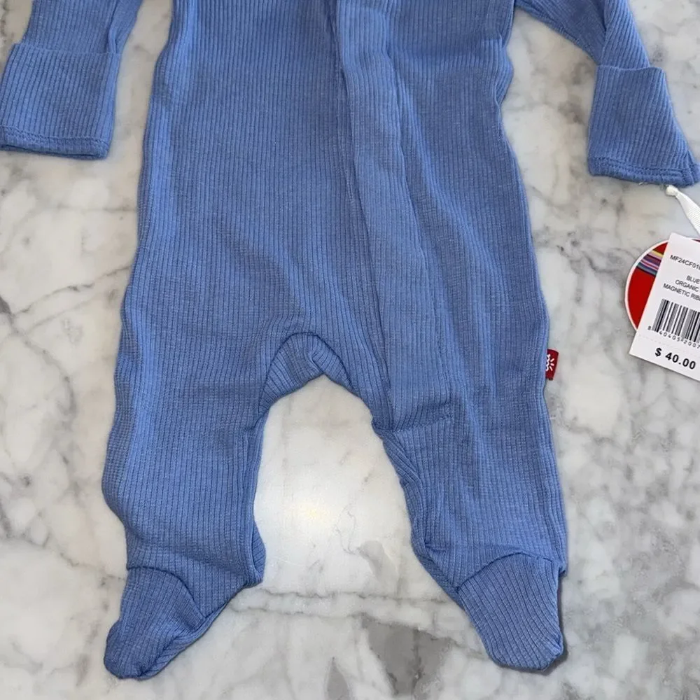 NWT Magnetic Me Organic Cotton Ribbed Blue Footie